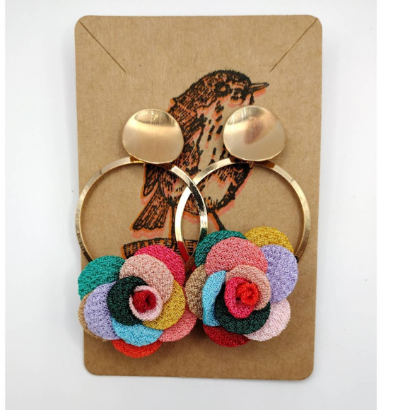 Colorful Fun Flower Drop Earrings - Picture 2 of 4